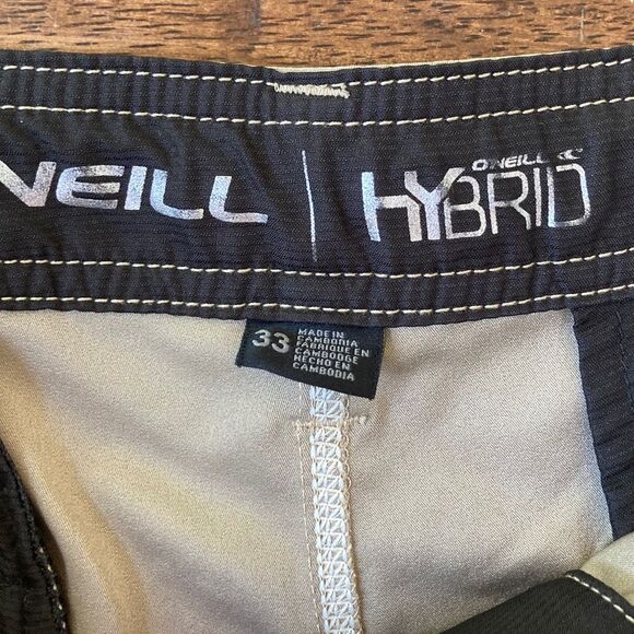 O'Neill Hybrid Swim Shorts Men 33 BUNDLE of Two Khaki Tan Drawstring 10in Inseam - Picture 15 of 16